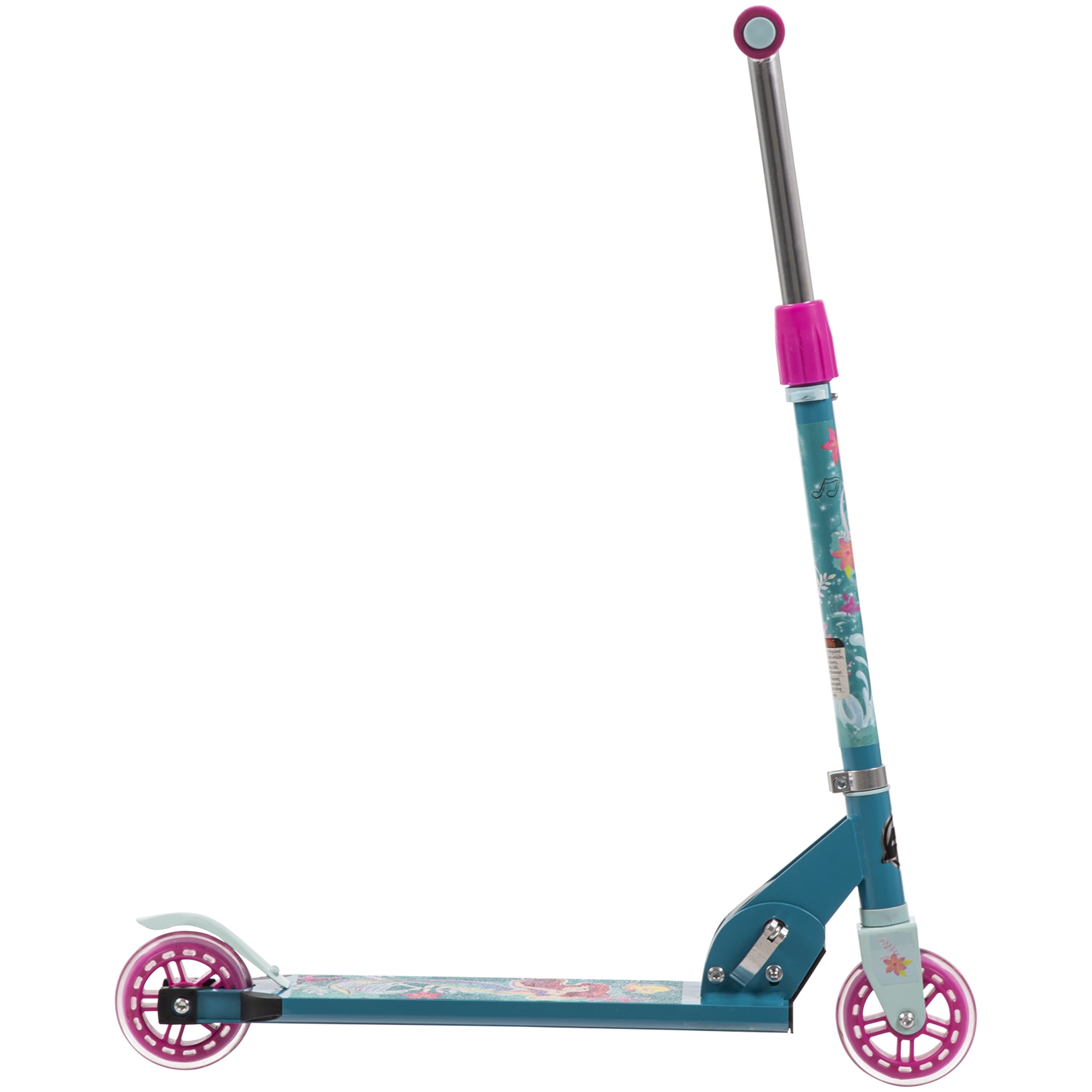 Disney Ariel Girls' Inline Folding Kick Scooter, for Children Ages 5+ Years, by Huffy, Teal