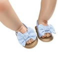 thumbnail image 3 of Baby Girl Bow Knot Sandals Cute Soft Sole Flat Princess Shoes Newborn Infant Non-Slip First Walkers, 3 of 7