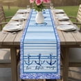 thumbnail image 4 of Ocean Archor Table Runner 90 Inches, Summer Rustic Nautical Coastal Beach Blue Stripes Bed Runner Dresser Scarves Tabletop for Indoor Outdoor Parties/Ceremony/Banquet, 13" x 90", 4 of 9