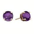 thumbnail image 2 of Bonjour Jewelers 18k Rose Gold 2 Pair Created Amethyst 6mm Round & Princess Cut Stud Earrings Plated, 2 of 3