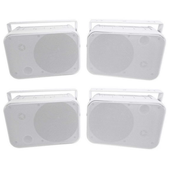 4) Rockville HP65S 6.5" Outdoor/Indoor Home Theater Patio Speakers Swivel Mounts