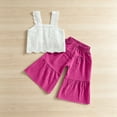thumbnail image 4 of OGLCCG Girls Summer Outfit Sleeveless Lace Crop Tank Tops and Wide Leg Ruffle Pants Cute 2 Piece Clothing Set 2-8 Years, 4 of 9