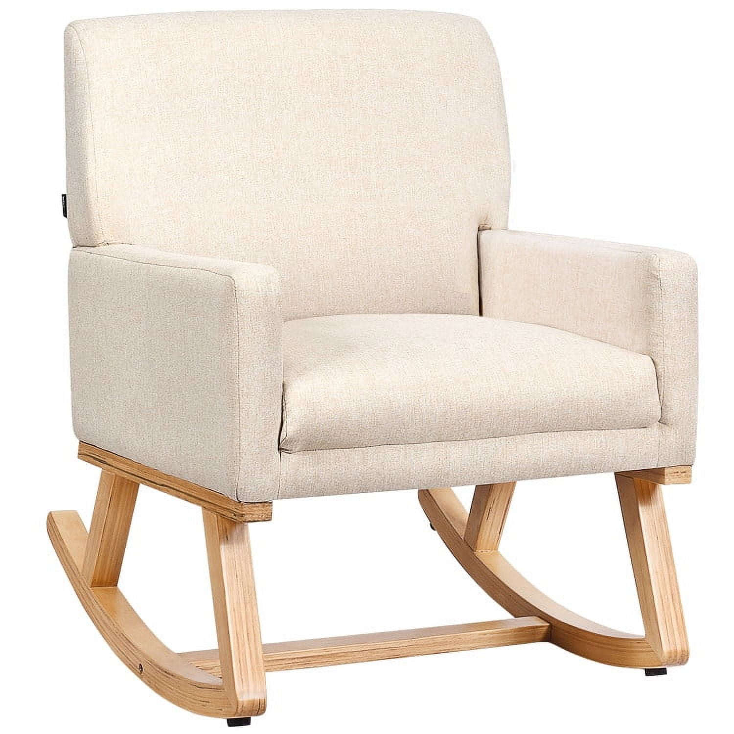 Finihen Rocking Chair, Upholstered Rocking Chair with and Solid Wood Base, Office Rocking Armchair, Comfortable Rocker for Living Room, Bedroom, Study Room, Beige Finihen Rocking Chair, Upholstered Rocking Chair with and Solid Wood Base, Office Rocking Armchair, Comfortable Rocker for Living Room, Bedroom, Study Room, Beige