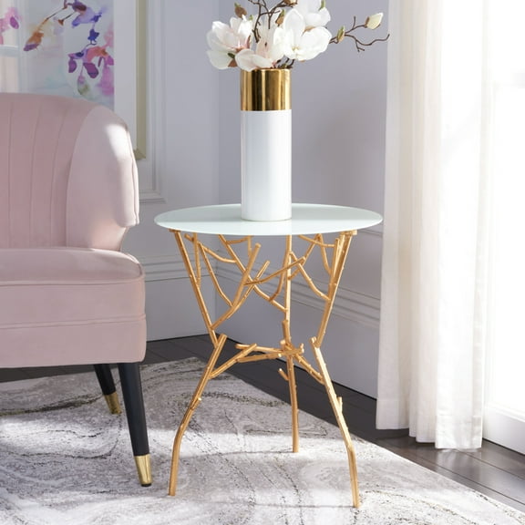 SAFAVIEH Tara Branched Glass Top Gold Accent Table Gold / White
