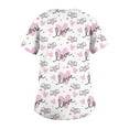 thumbnail image 5 of Cute Scrub Tops Stretchy Short Sleeve V Neck Cartoon Print Pattern Nursing Working Uniform Caregiver Top Light pink S, 5 of 5