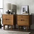 thumbnail image 2 of Sloane 2-Piece Groove Handle Wood Bedroom Nightstand Set in Caramel, 2 of 8