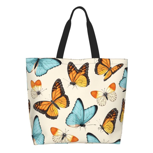 Disketp Butterflies Bolsa Tote Estampada para Mujer, Bolso de Hombro y de Mano para Compras y Viajes