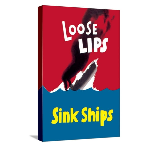 Art.com Loose Lips Sink Ships Stretched Canvas Print Wall Art, 12" x 18"