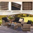 thumbnail image 5 of 4 Pieces Patio Conversation Set, Outdoor Furniture Set with Cushion, Outside Sectional Rattan Wicker Sofa for Garden, Porch, Backyard, Black, 5 of 9