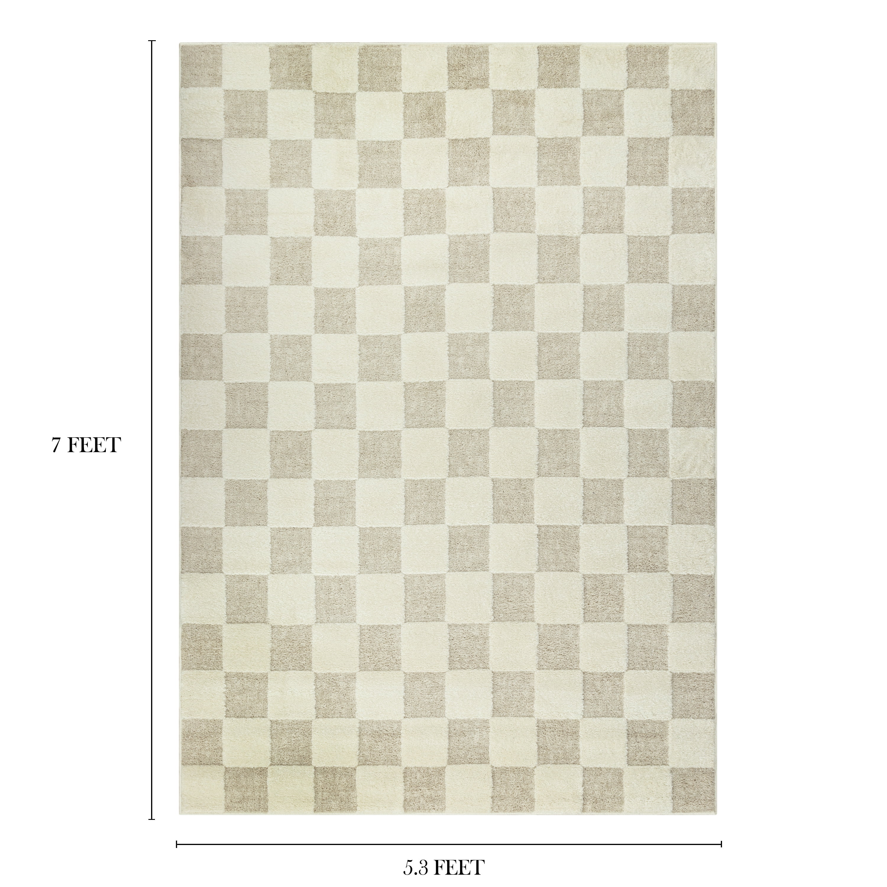 Mainstays Transitional Check Ivory Tan Indoor Area Rug, 5'3" x 7'