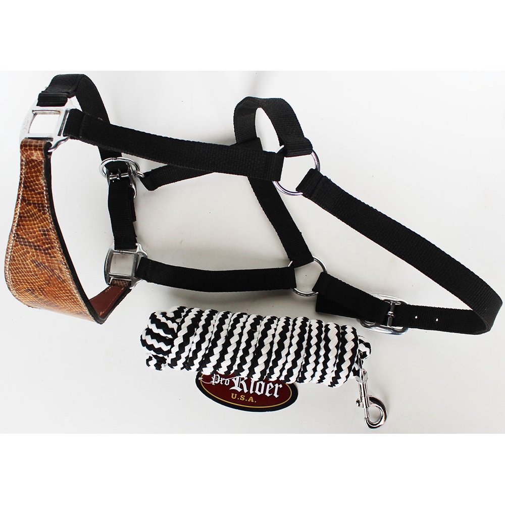 Horse Noseband Tack Bronc Leather HALTER Tiedown Lead Rope 280299