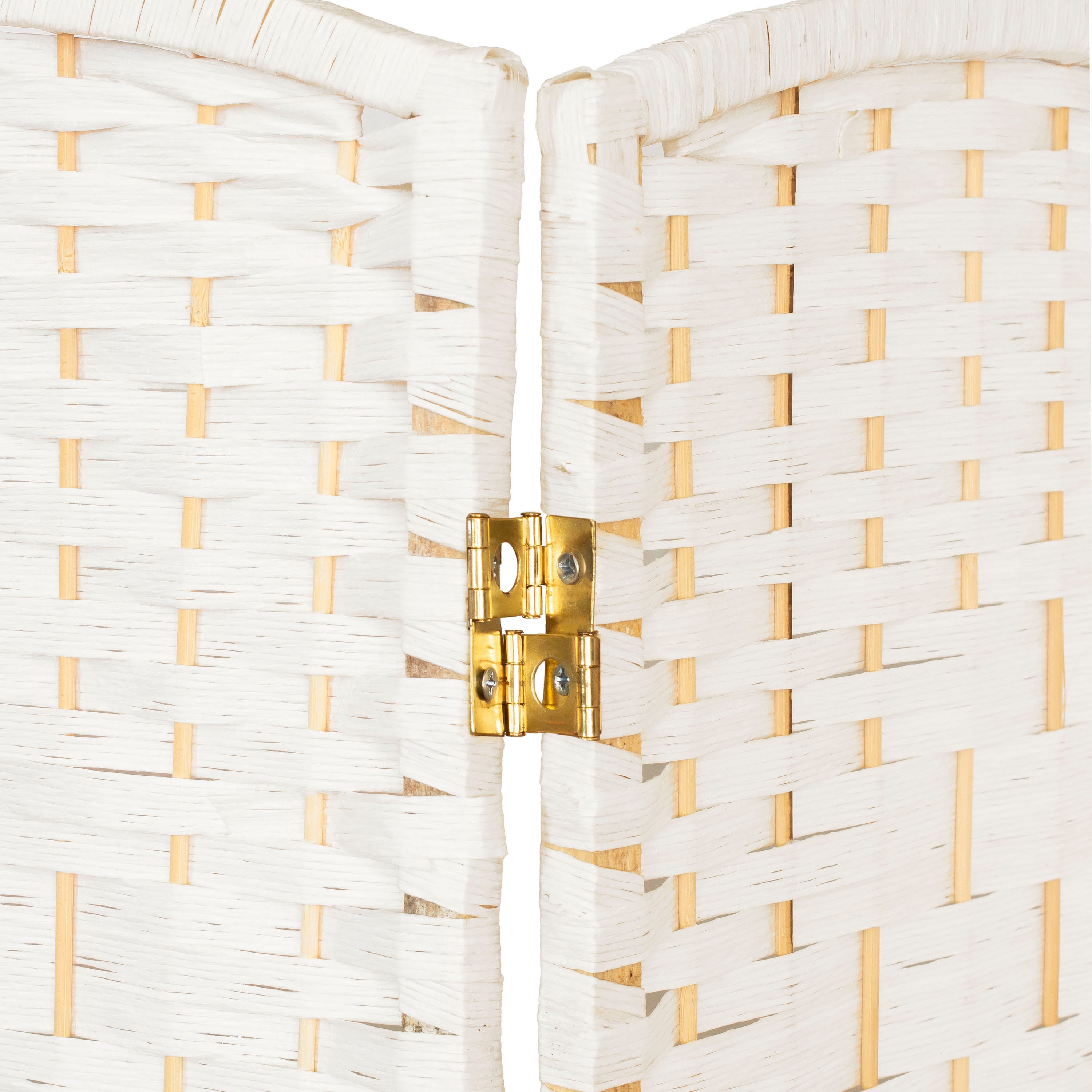 Red Lantern 2 ft. Short Fiber Weave Folding Screen - White - 8 Panels