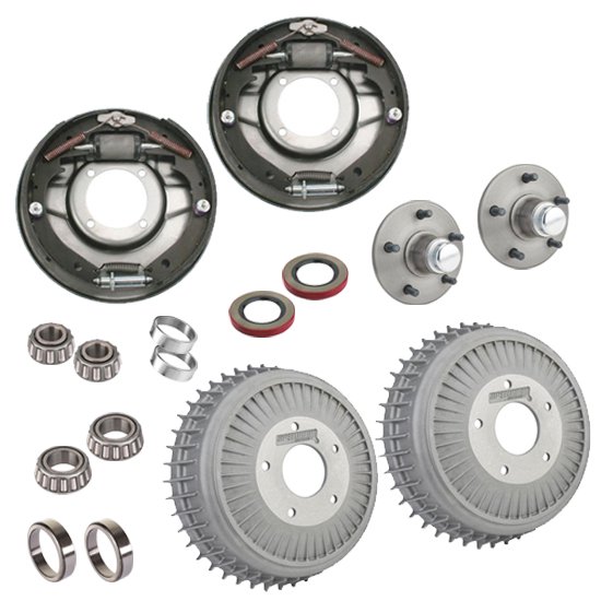 Aluminum Front Brake Drum Kit, 12x2, 45Fin, Plates/Hubs, Fits Buick