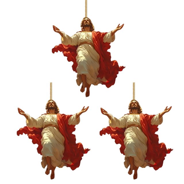 Visland 2D Acrylic Jesus Christ Ornament Car Rearview Mirror Hanging Decor Auto Interior Religious Gift for Christian Retro Faith Accessories