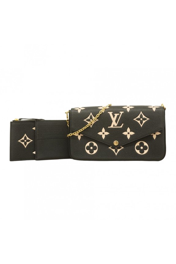 Pre-Owned Louis Vuitton Monogram Empreinte Two-Tone Pochette Felicie M80482 Black/Beige Women's...