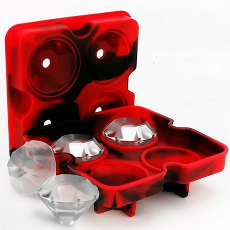

Beautops Ice Maker Cube Tray Whiskey Sphere Diamond Ball Silicone Mold Bar Cocktails - Black+Red