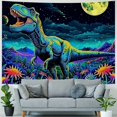 thumbnail image 3 of Shiartex Dinosaur Tapestry, Fantasy Neon Funny Dino frog Mountain Art Tapestries, Cool Fairytales T-Rex Galaxy Space Tapestry for Bedroom Boys Kids Decor 60x50inch, 3 of 6
