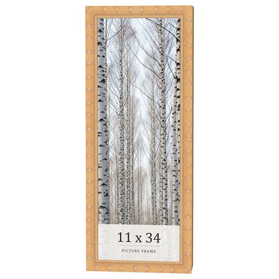 11x34 Light Brown Bamboo Real Wood Picture Frame Width 1.5 inches | Interior Frame Depth 0.5 inches