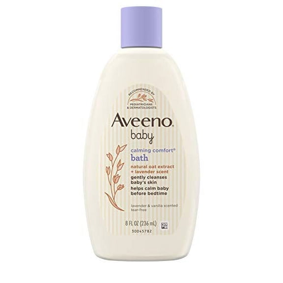 Aveeno Baby Comfort Bath & Wash with Relaxing Lavender & Vanilla Scents & Natural Oat Extract, Hypoallergenic & Tear-Free Formula, Paraben-, Phthalate- & Soap-Free, 8 fl. oz