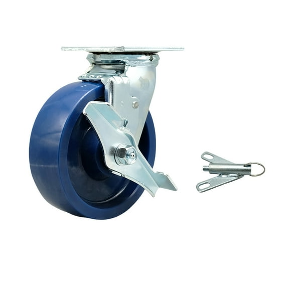 6 Inch SS Solid Poly Caster with Ball Bearing and Brake/Swivel Lock SCC