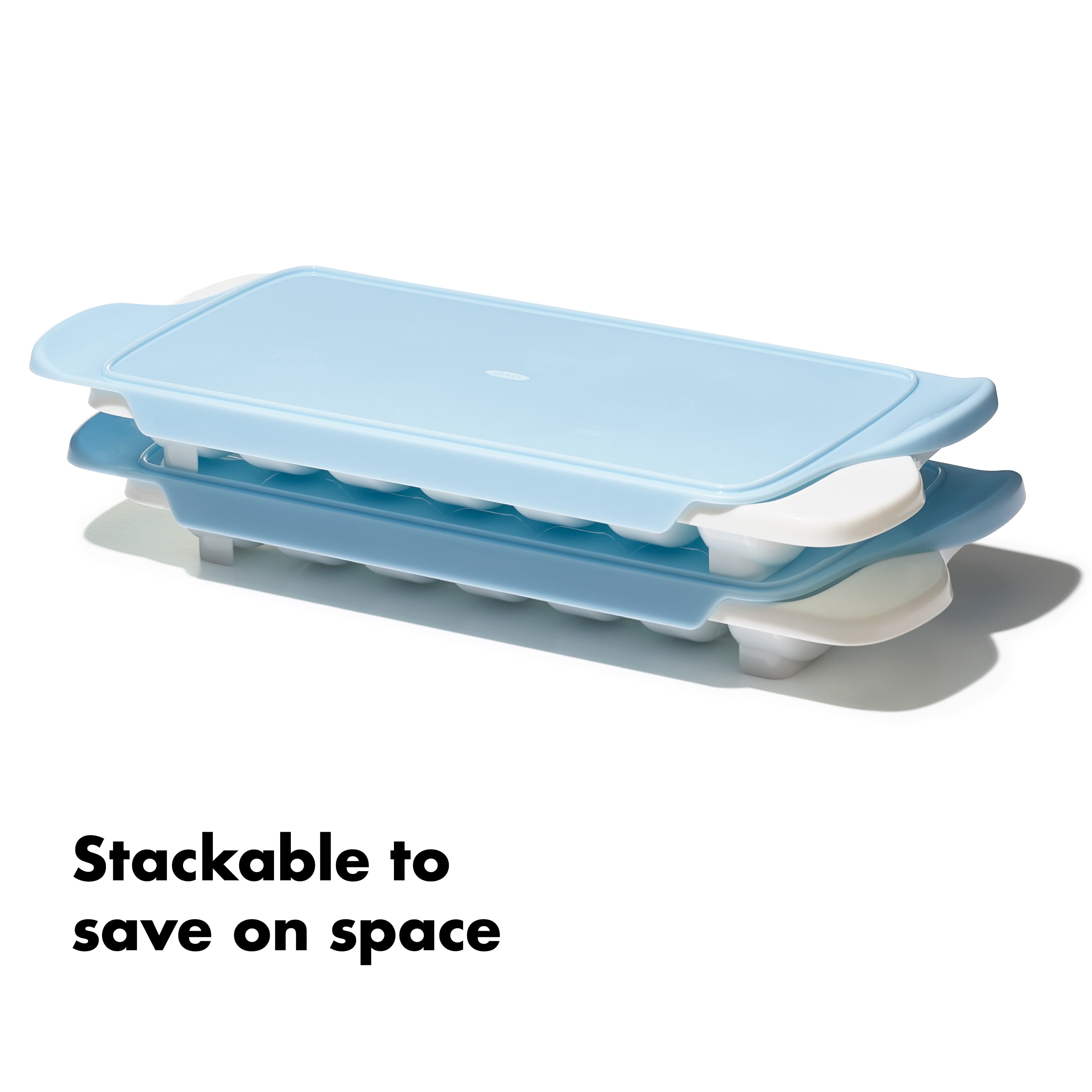 (3 pack) OXO Ice Cube Tray with Lid, 2-Pack, Blue