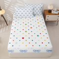 thumbnail image 4 of Homewish Blue Gingham Bow Zipper Full Size Comforter Sets with Fitted Sheet and 2 Pillowcases, Princess Ribbon Zipper Bedding Set, Polka Dots Reversible, 4pcs, 4 of 6