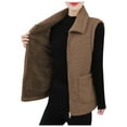 thumbnail image 2 of Fanxing Womens Polar Fleece Vests Winter Warm Fuzzy Sleeveless Zip Up Jackets Lapel Warm Sherpa Outwear with Pocket Brown XL, 2 of 4