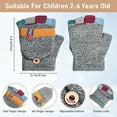 thumbnail image 2 of 2-6 Years Kids Winter Gloves, Warm Knitted Convertible Fingerless Gloves for Baby Boy Girl with Mittens Cover Cap, 2 of 6