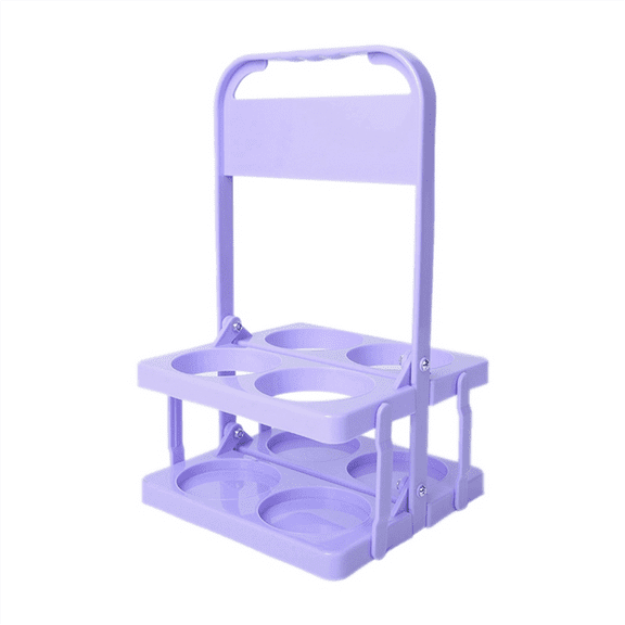 4 Holes Foldable Plastic Beverage Carrier,Reusable Drink Holder with Handle Portable L pwm25