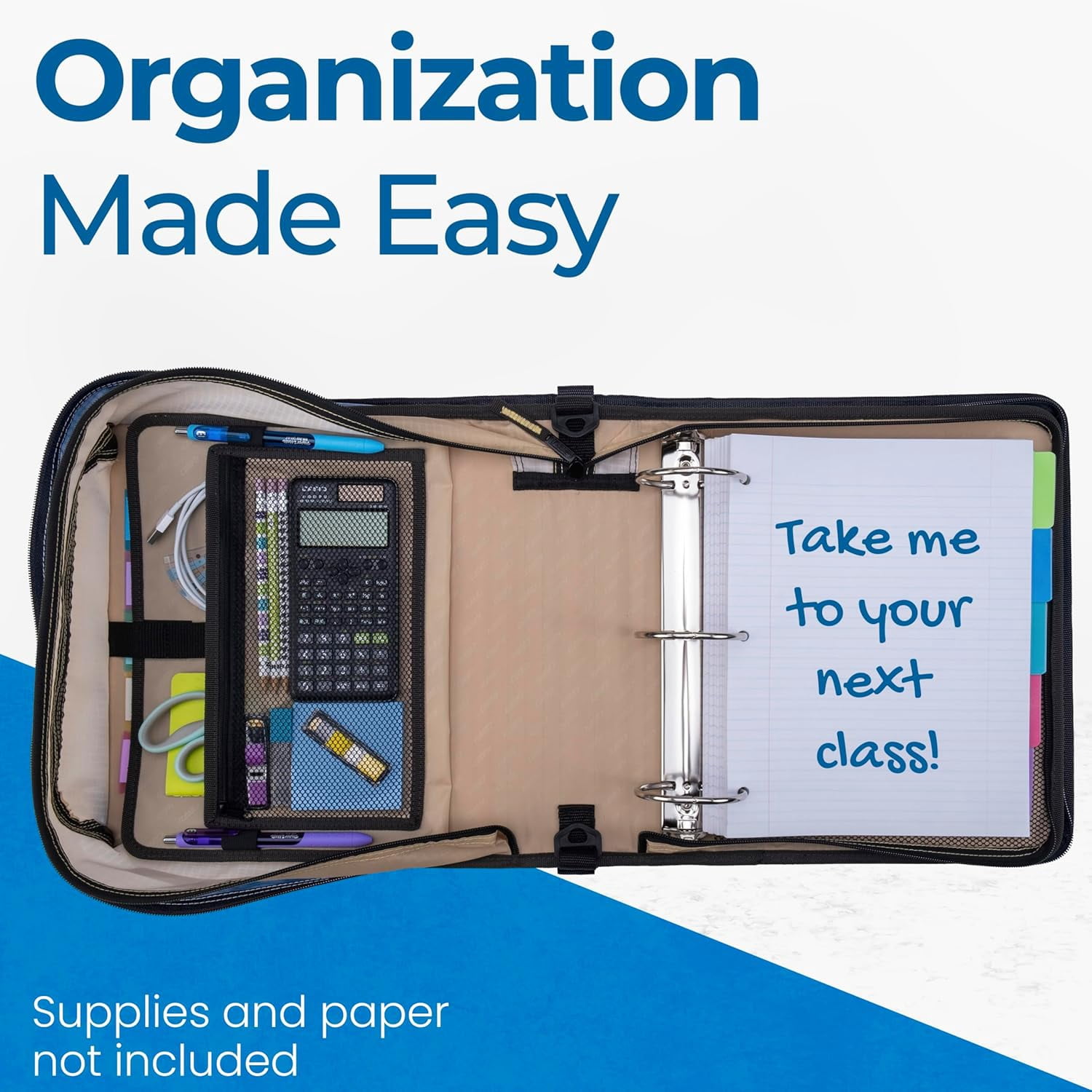 Case-it The Mighty Zip Tab Zipper Binder - 3 Inch O-Rings - 5 Color Tab Expanding File Folder - Multiple Pockets - 600 Sheet Capacity - Comes with Shoulder Strap - OG Camo D-146-P