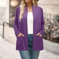 thumbnail image 2 of Fiaer Long Cardigans Sweaters for Women Plus Size Long Sleeve Solid Color Lightweight Fashion Open Front Tops with Pockets Purple M, 2 of 4