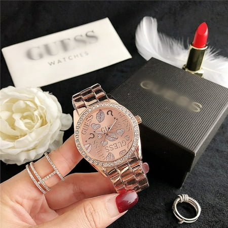 GUESS Graffiti Rose Gold Stainless Steel Mesh Strap Fashion Casual Women's Watch