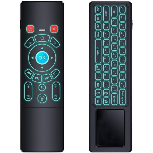Mini Wireless Keyboard/Air Remote Control/Mouse/Touchpad with Colorful Backlit, 2.4GHz Connection, Best for Android TV Box, HTPC, IPTV, PC
