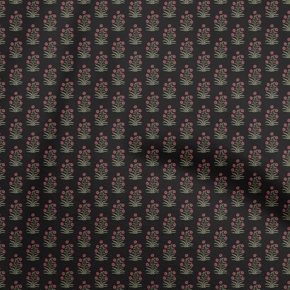 oneOone Polyester Lycra Black Fabric Asian Block Sewing Material Print Fabric By The Yard 56 Inch Wide
