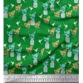 thumbnail image 1 of Soimoi Moss Georgette Fabric Bottle Jar,Bird & Peony Floral Fabric Prints by Yard 42 Inch Wide, 1 of 1