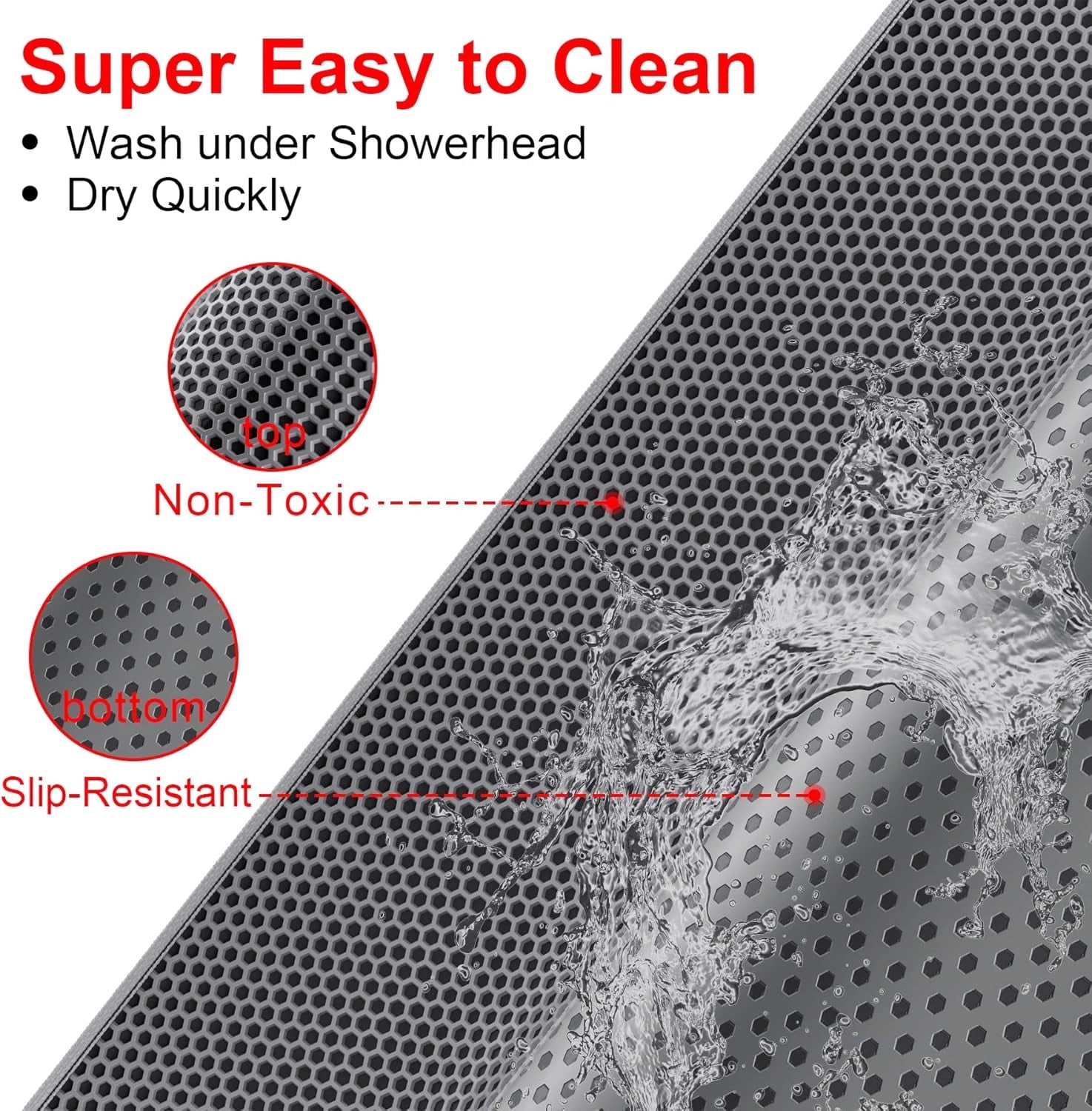 Premium Grey Cat Litter Box Mat 36"x30" Easy-Clean Waterproof Trapping Pad