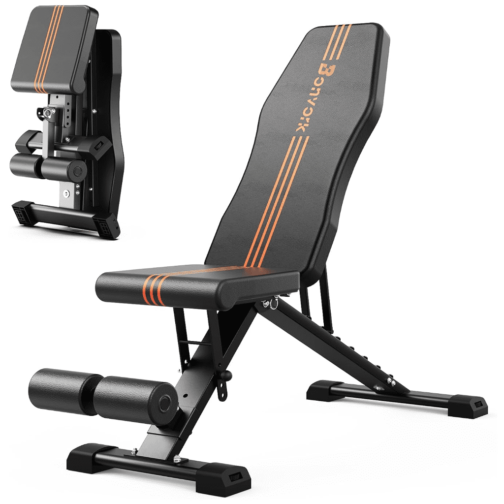 800LBS Adjustable Weight Bench, Bonvork Foldable Workout Bench with 20.5" Extended Base, Home Gym Strength Training Bench for Full Body Exercise, Incline & Decline Folding Bench Press