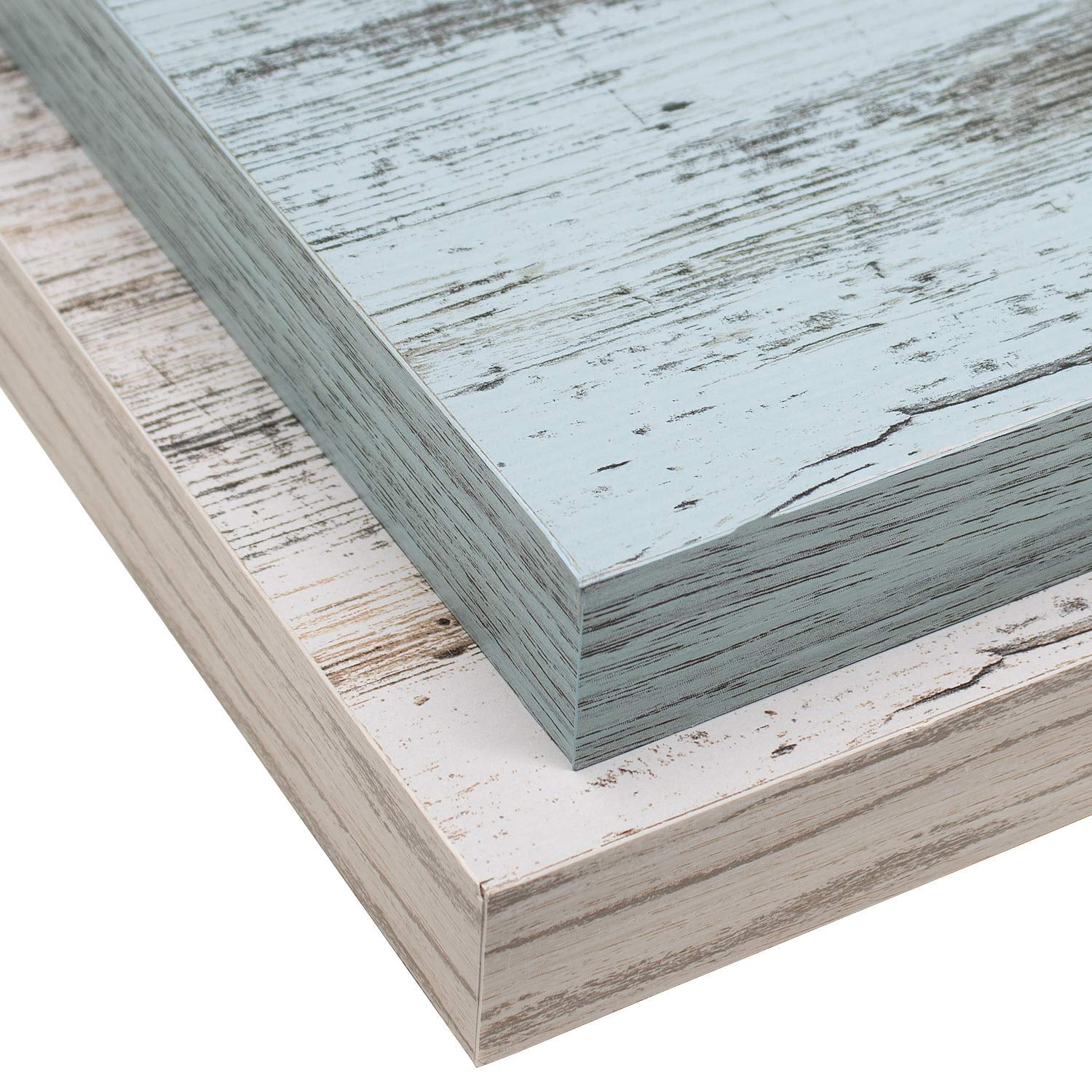 Sorbus 2 Pack Wood Floating Shelves Wall Hanging Length 24-inch, Rustic Blue/White