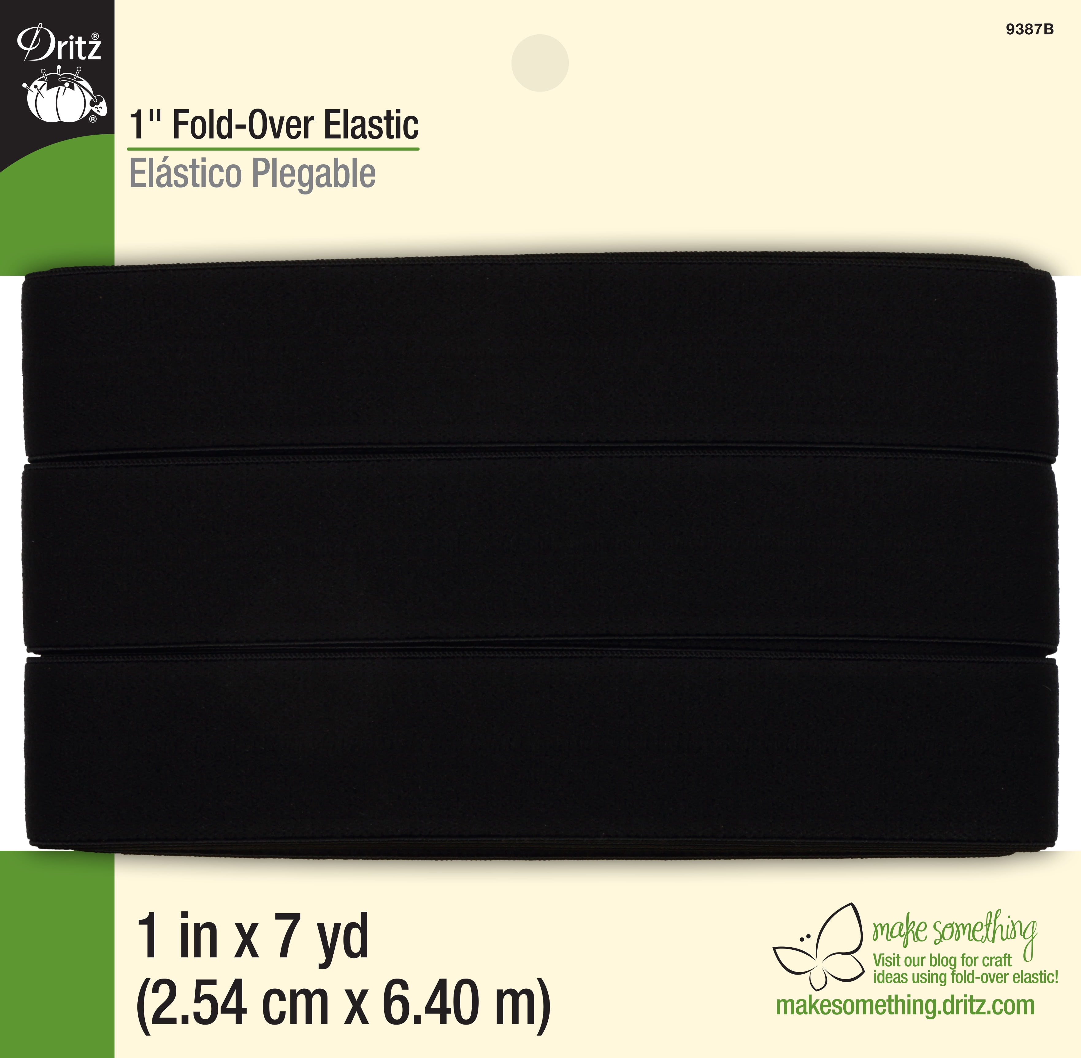 Negro Dritz 1 x 7 Yd Fold-Over elástico