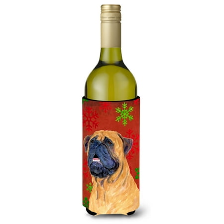

Caroline s Treasures SS4727LITERK Mastiff Red and Green Snowflakes Holiday Christmas Wine Bottle Hugger Wine Bottle