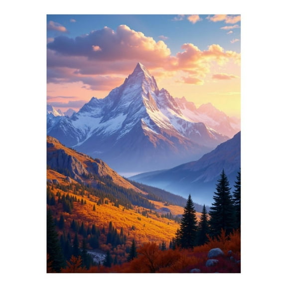 Diamond Art Kits for Adults, Mountain Sunset Autumn Landscape 5D Diamond Painting Kits for Adults Beginners, DIY Full Drill Diamond Painting, Gem Art and Crafts 12x16
