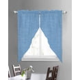 thumbnail image 3 of Blue Burlap Texture Swag Valances for Windows, Farmhouse Vintage Blue Rod Pocket Sheer Valances for Large Windows, Swag Toppers Light Filtering for Kitchen Living Room 2 Panels 36''x63'', 3 of 6
