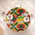 thumbnail image 4 of Ambesonne Emoji Fitted Round Tablecloth, Funny Rasta Faces Pattern, 56"- 60" Diameter, Mustard Fern Green, 4 of 5