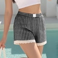 thumbnail image 4 of Diufon Boxer Shorts for Women Summer Elastic High Waist Summer Beach Shorts Lace Hem Plaid Shorts with Pockets, 4 of 6