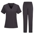 thumbnail image 2 of Scrubs for Men Set Stretch Scrub Tops & Cargo Pant Quick Drying Solid Color Medical Uniform with Pockets Black S, 2 of 5