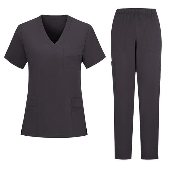 Scrubs for Men Sets 2026 Spring Summer V-Neck Scrub Top and Jogger Pants Quick Dry Nursing Scrubs Set Stretch Uniform Suits with Multi Pocket for Doctors, Nurses Black M