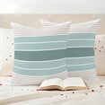 thumbnail image 3 of Teal Aqua Stripes Outdoor Waterproof Pillow Covers, Modern Ombre Abstract Aesthetics Decorative Square Throw Pillowcase Sofa Cushion Sham for Patio/Couch/Chair, 20"x20" 2 Pack, 3 of 8