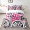 thumbnail image 2 of Homewish Modern Abstract Artistic 7pcs Bedding Comforter Set,Geometric Circle Queen Bedding Sets,Pink Gray White Queen Sheet Sets For Girls,Luxury Bedroom Decor Reversible, 2 of 8