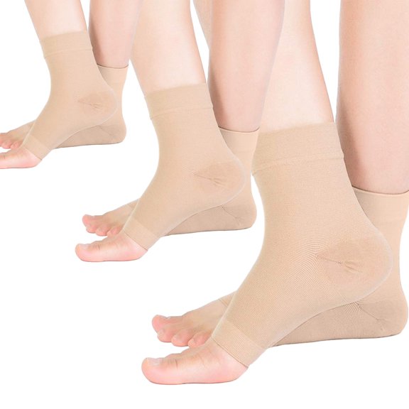 3 Pairs Ankle Brace Compression Sleeves - 8-15 mmhg Open Toe Compression Socks with Arch Support for Women & Men , Relief for Swelling, Plantar Fasciitis, and Sprains – Step into Comfort and Stability
