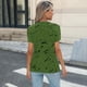 thumbnail image 4 of Mujeres de Manga Corta Tops Cuello Redondo Plisado Túnica, Tapa Casual Doblado Doblado Impreso Moda, 4 of 6